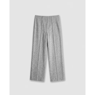 Pantalón largo pinzas angorina liso gris claro