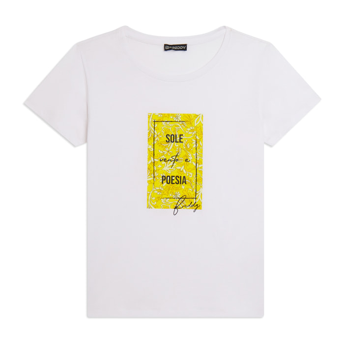 T-shirt con stampa colorata floreale