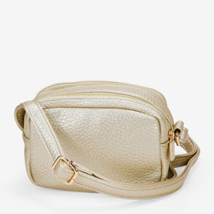 Bolso bandolera dorado con doble cremallera