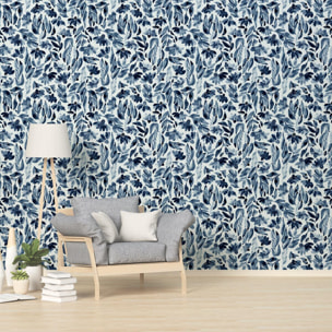 Papier peint panoramique, fleur bleue Intissé