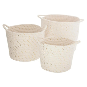 Set de 3 paniers "Lurex" beige D19,5/22/24cm