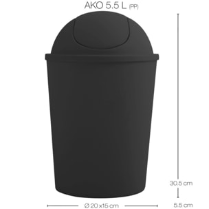 Poubelle à bascule AKO 5,5L Noir MSV