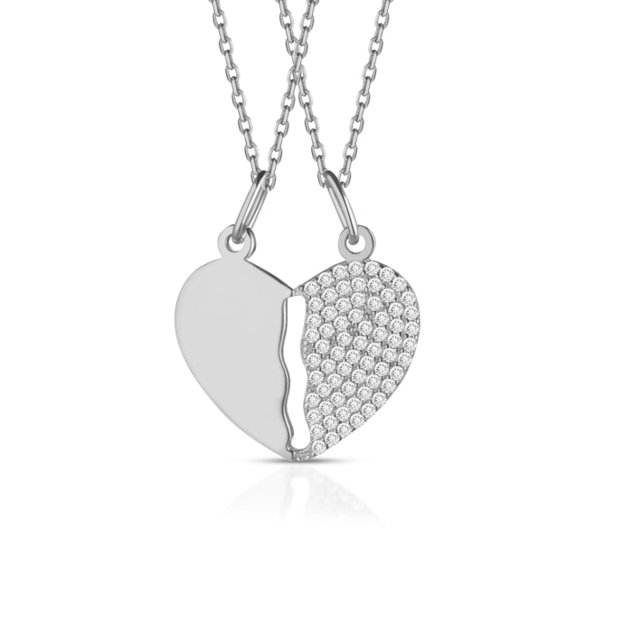 Collana Hiriwa 925 Cuore Spezzato Lui e Lei Argento