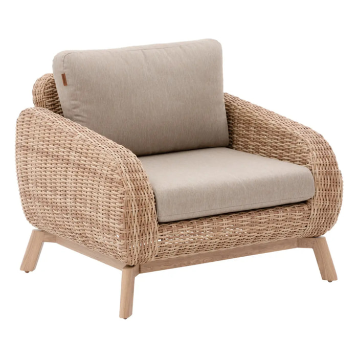 Fauteuil de salon de jardin "Manissa" beige aluminium et polyester