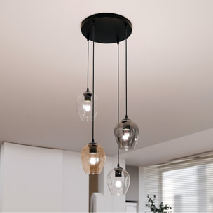 Lampada a sospensione ISTAR in acciaio nero e vetro mix