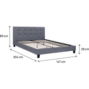 Lit double en pvc "Julia" - 140 x 190 cm - Gris