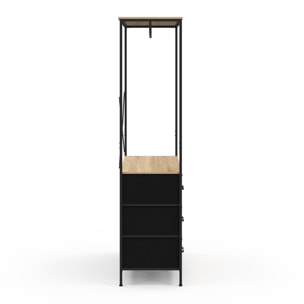 Dressing Iris penderie et 9 tiroirs bois et noir