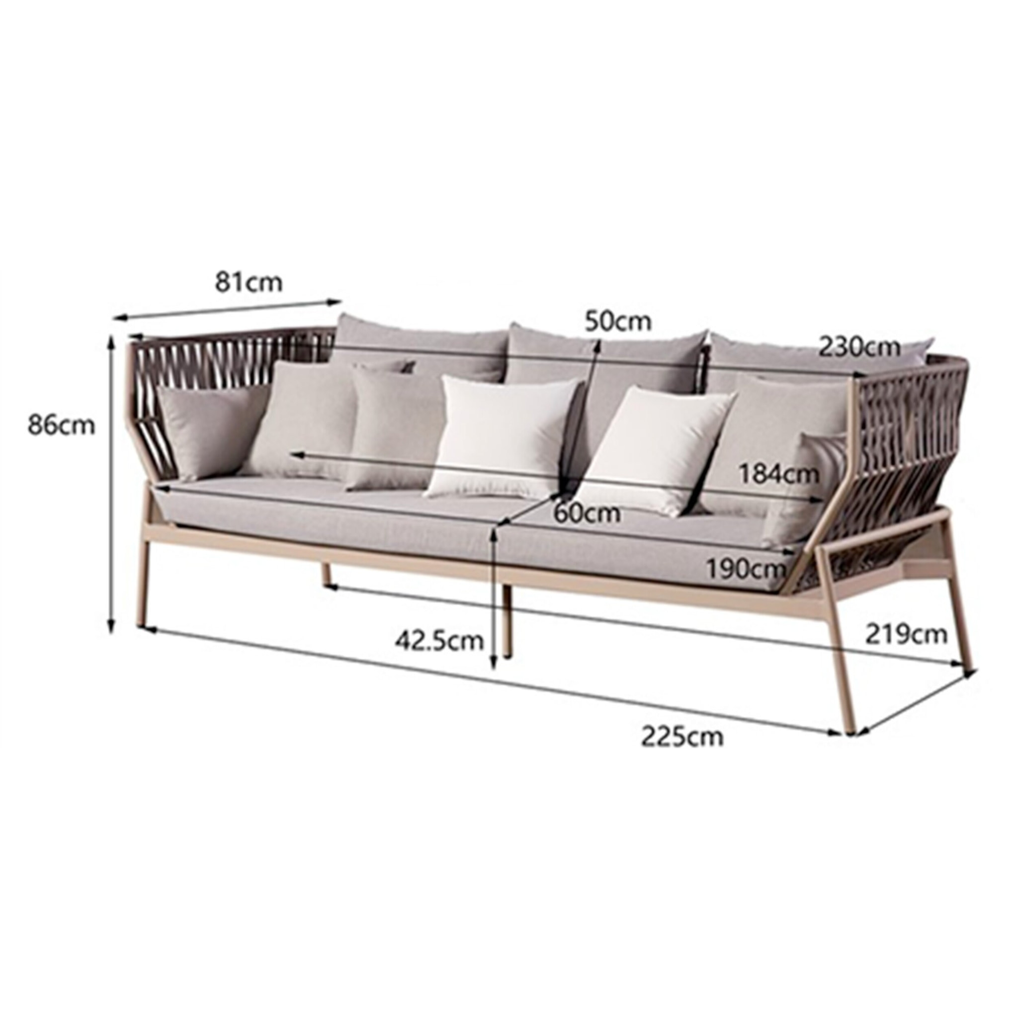 Canapé de jardin Formenta 3 places gris Kare Design