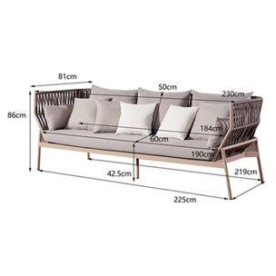 Canapé de jardin Formenta 3 places gris Kare Design