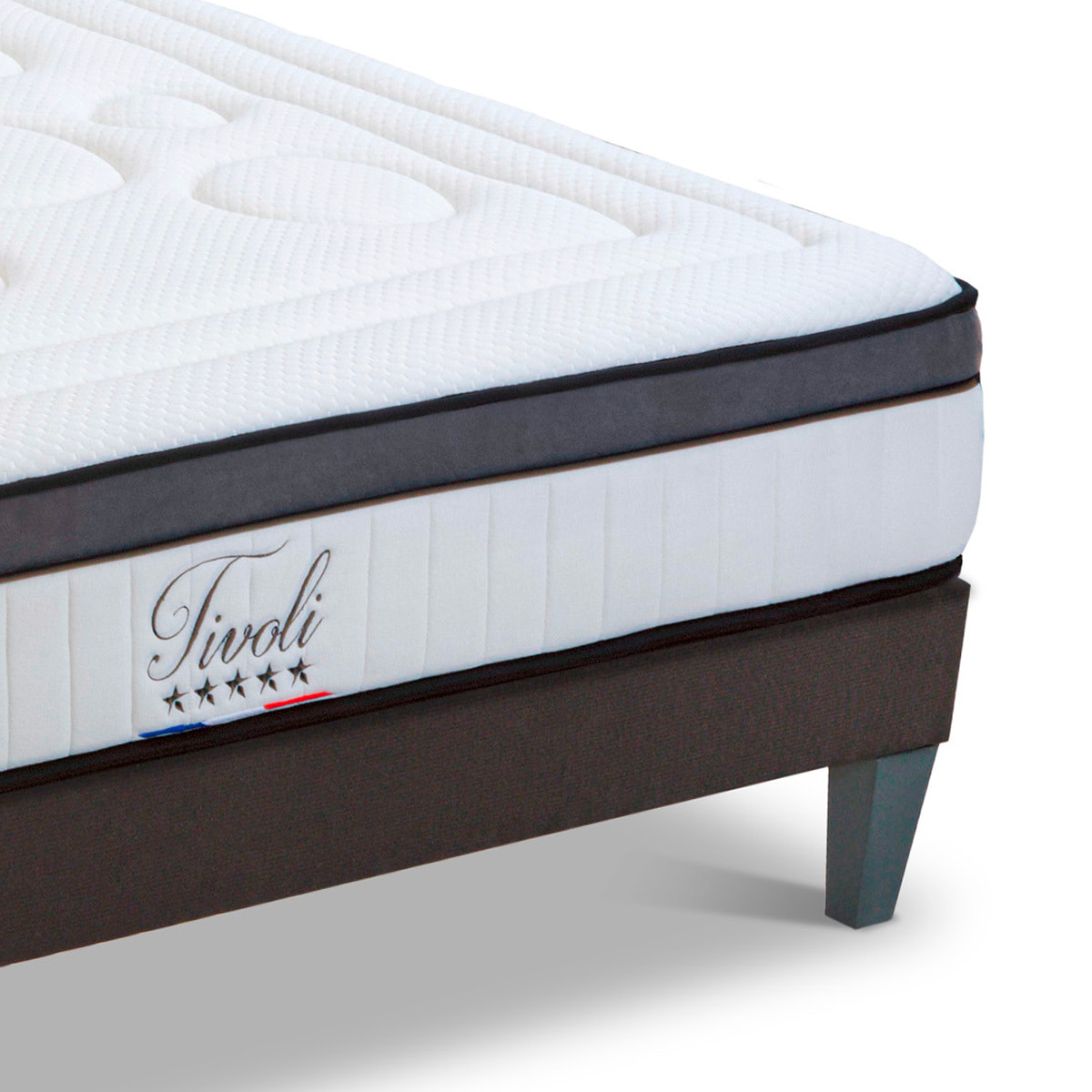 Ensemble Matelas Tivoli & Sommier KIT15, 25 cm, Mémoire de Forme et Mousse Supersoft, technologie Tri-Lattes, Soutien Ferme