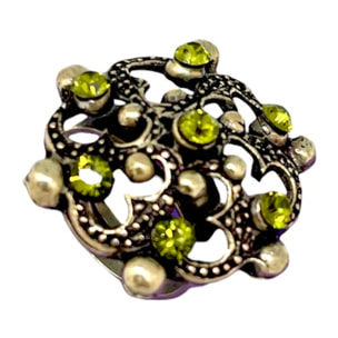 Anillo Vintage cristales SW en redondo dorado y olivina