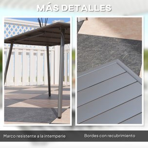 Mesa Jardín Exterior Rectangular de Acero 150x80x74 cm Mesa Terraza Exterior con Diseño en Lamas Resistente a la Intemperie Fácil de Limpiar Gris Oscuro