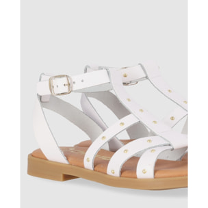 Sandalias de Piel - Blanco - Tacón: Bajo