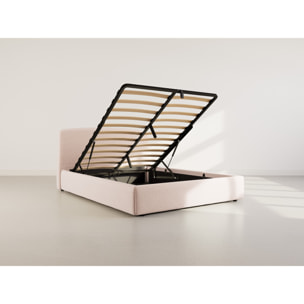 Juliette - lit coffre - 160x200 cm - en tissu bouclette - Beige