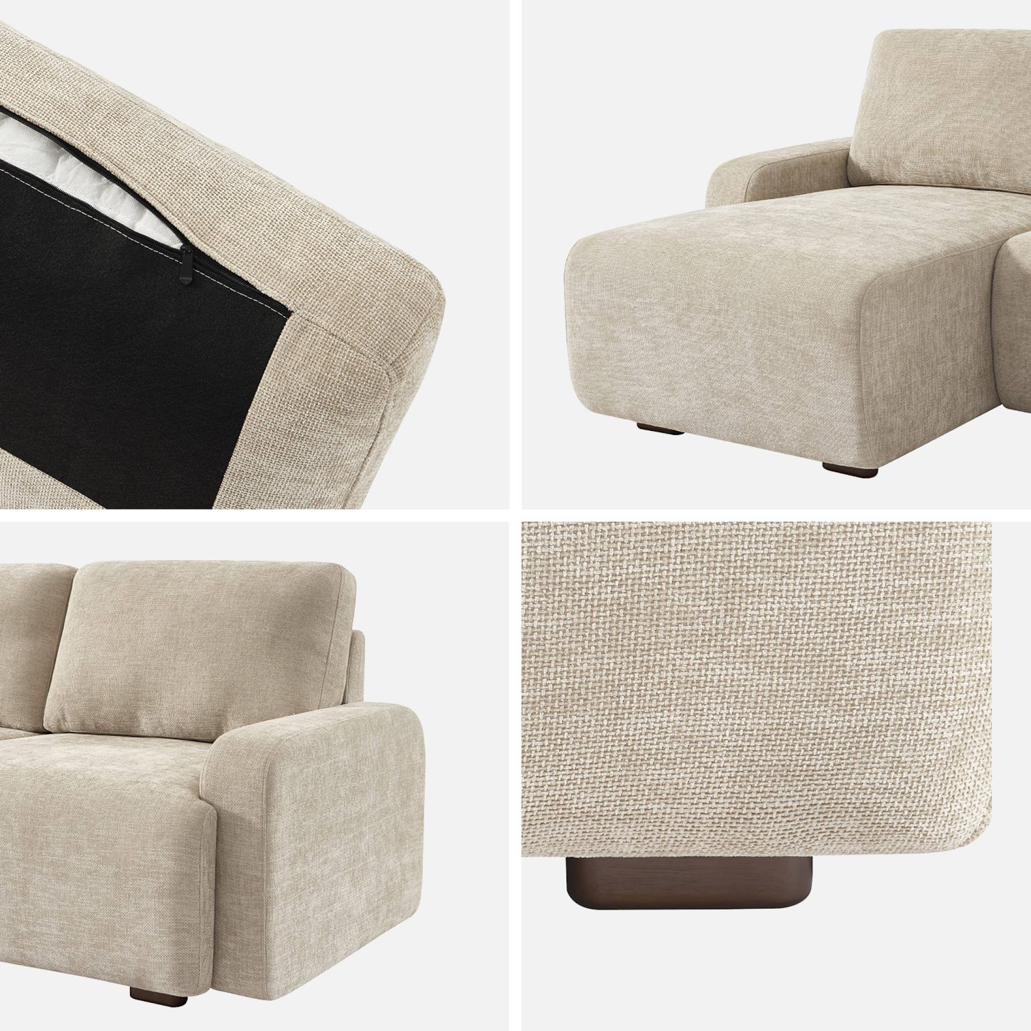 Canapé d'angle gauche 3 places tissu beige L 260 x P 88 / 139cm / x H 87cm - Dany