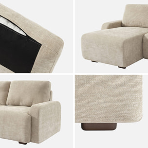 Canapé d'angle gauche 3 places tissu beige L 260 x P 88 / 139cm / x H 87cm - Dany