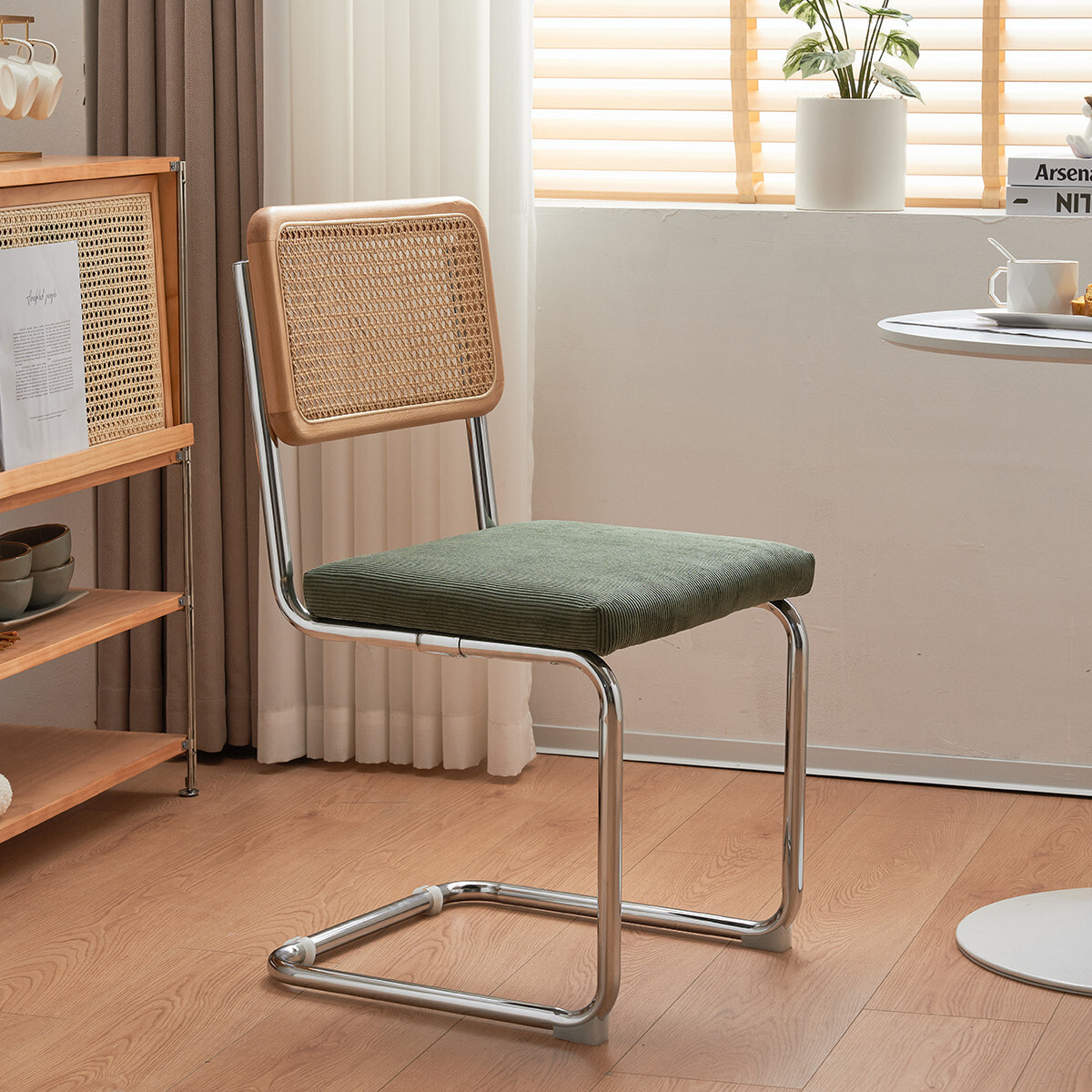 Lot de 2 chaises en cannage et velours côtelé - MUSE