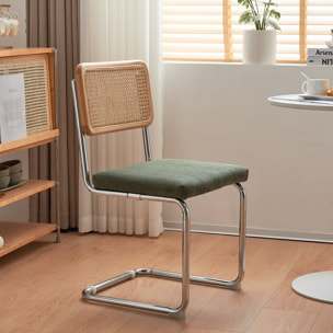 Lot de 2 chaises en cannage et velours côtelé - MUSE