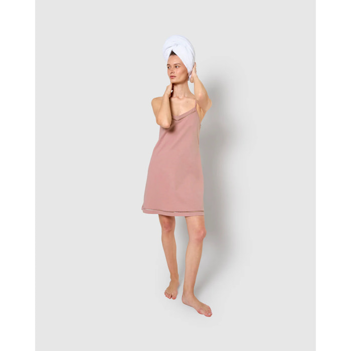 Camisón corto tirantes vainica rosa