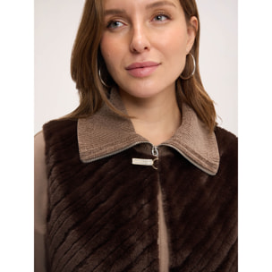 Fiorella Rubino - Gilet lungo in peluches - Marrone