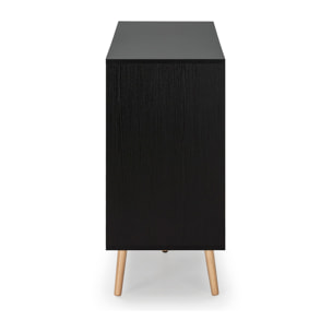 Aparador Apolo 2 Puertas 1 cajón, Color Negro/Madera