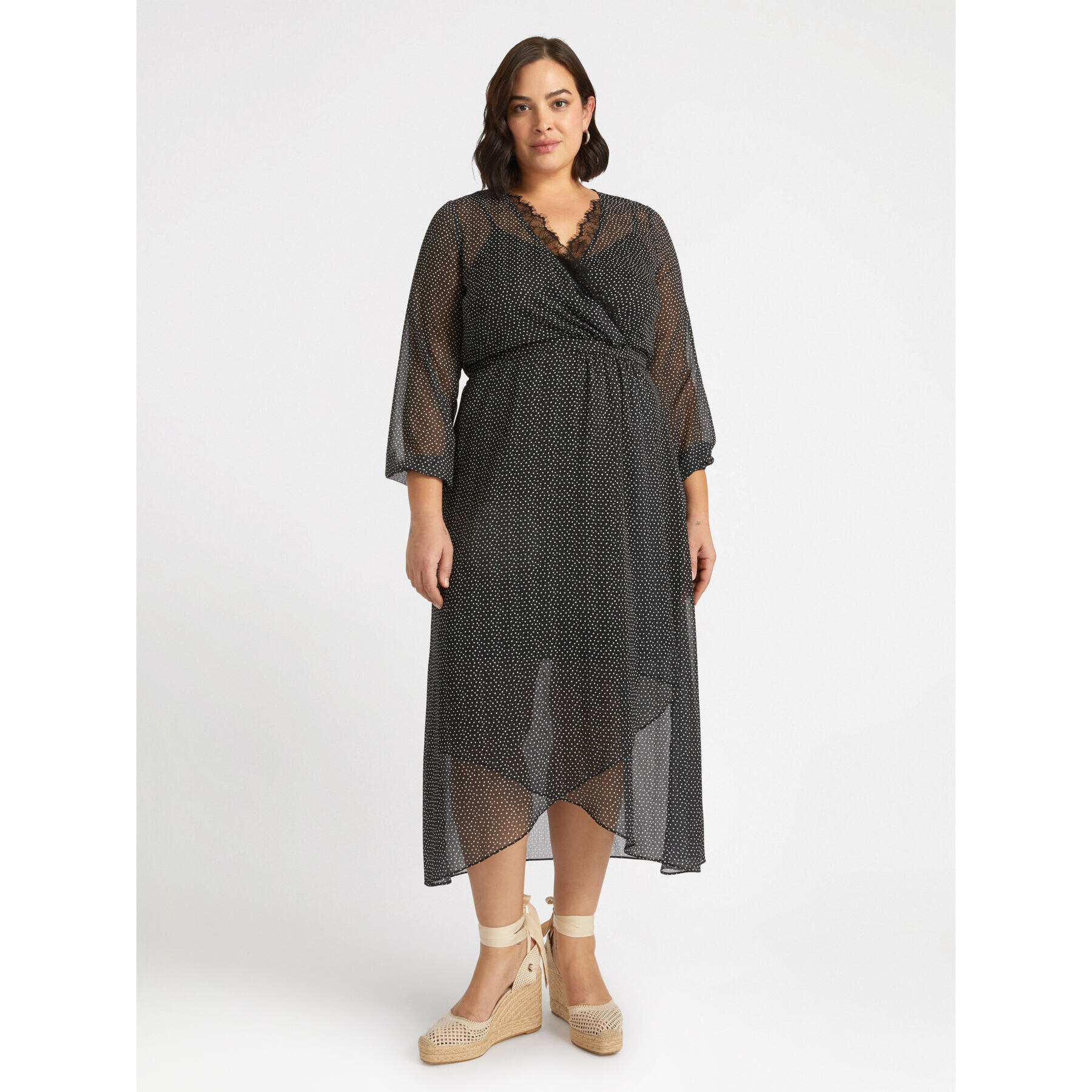 Fiorella Rubino - Vestito stampato con incrocio davanti - Nero