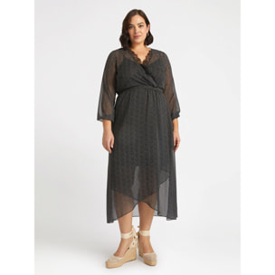 Fiorella Rubino - Vestito stampato con incrocio davanti - Nero