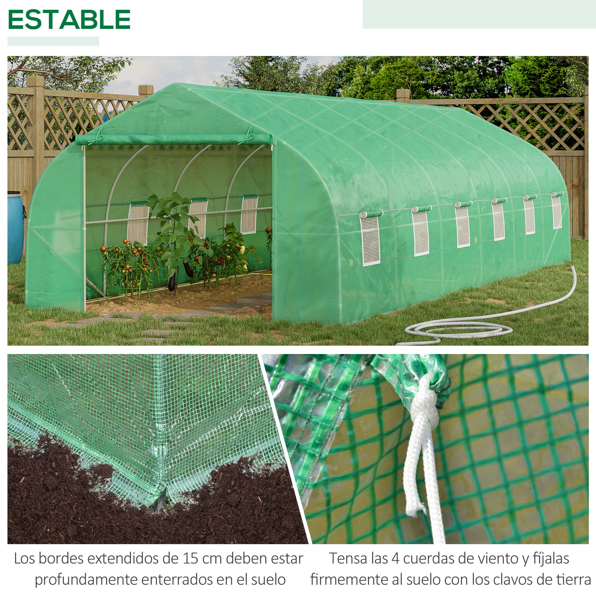 Invernadero de Jardín 800x300x200 cm Tipo Túnel para Cultivo de Plantas Acero PE