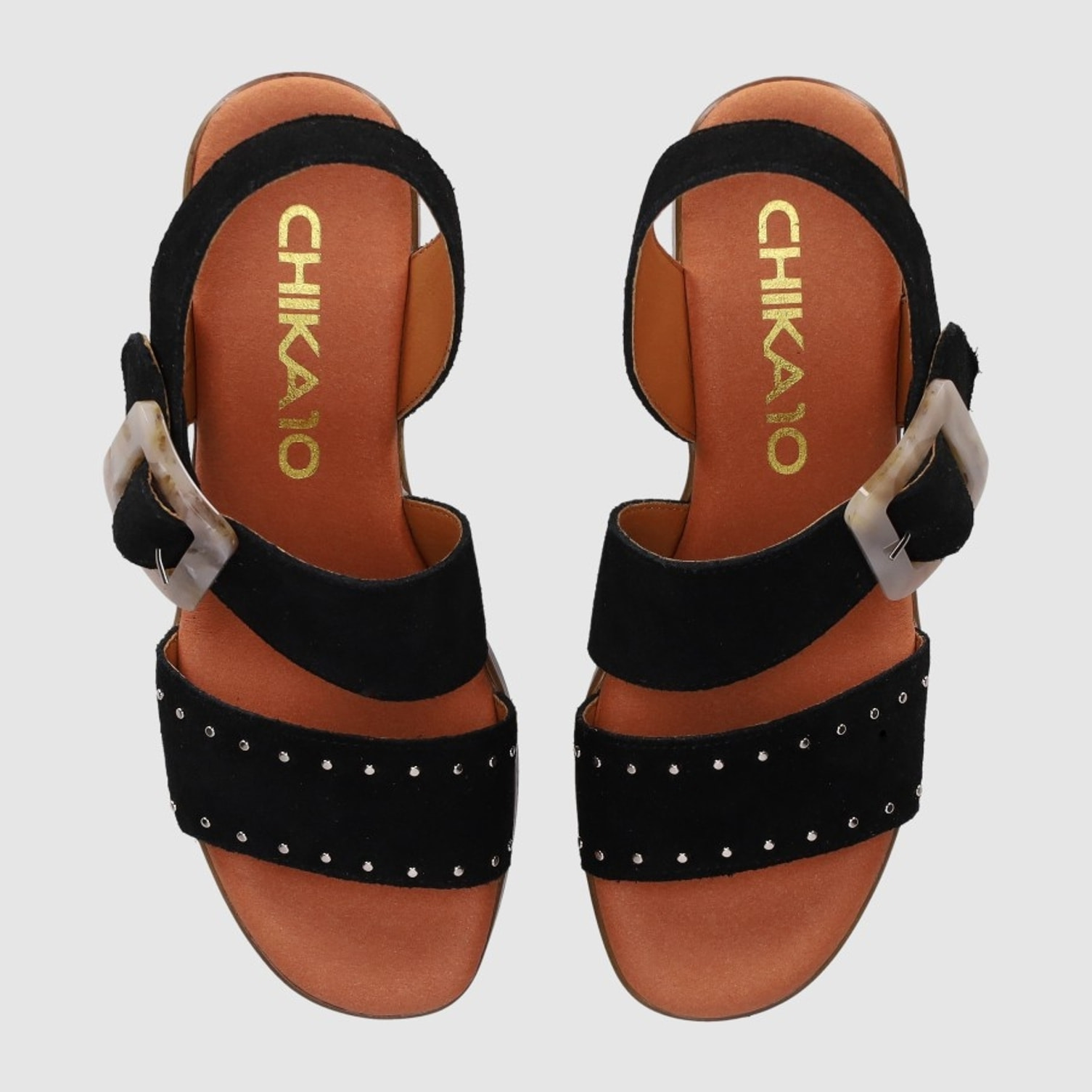 Sandalias de Serraje - Negro - Tacón: 6 cm
