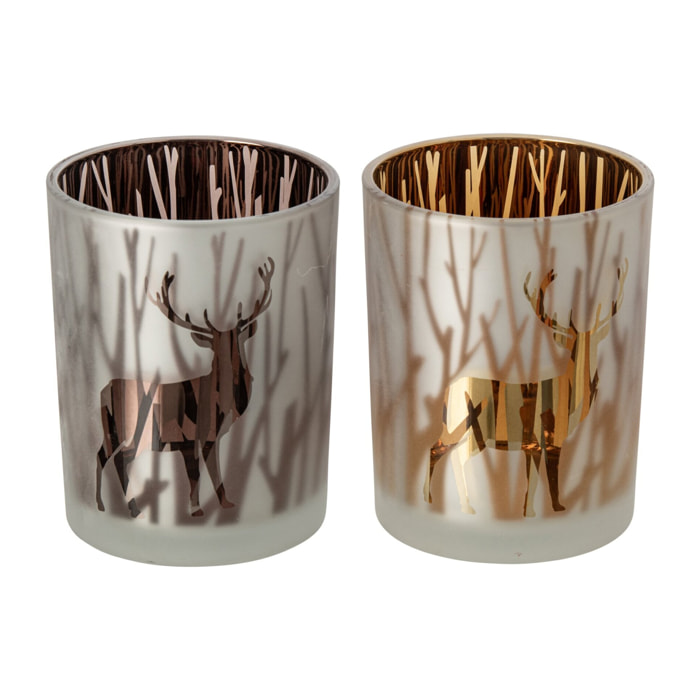 J-Line chandelier cerf - verre - marron/marron foncé - medium - assortiment de 2