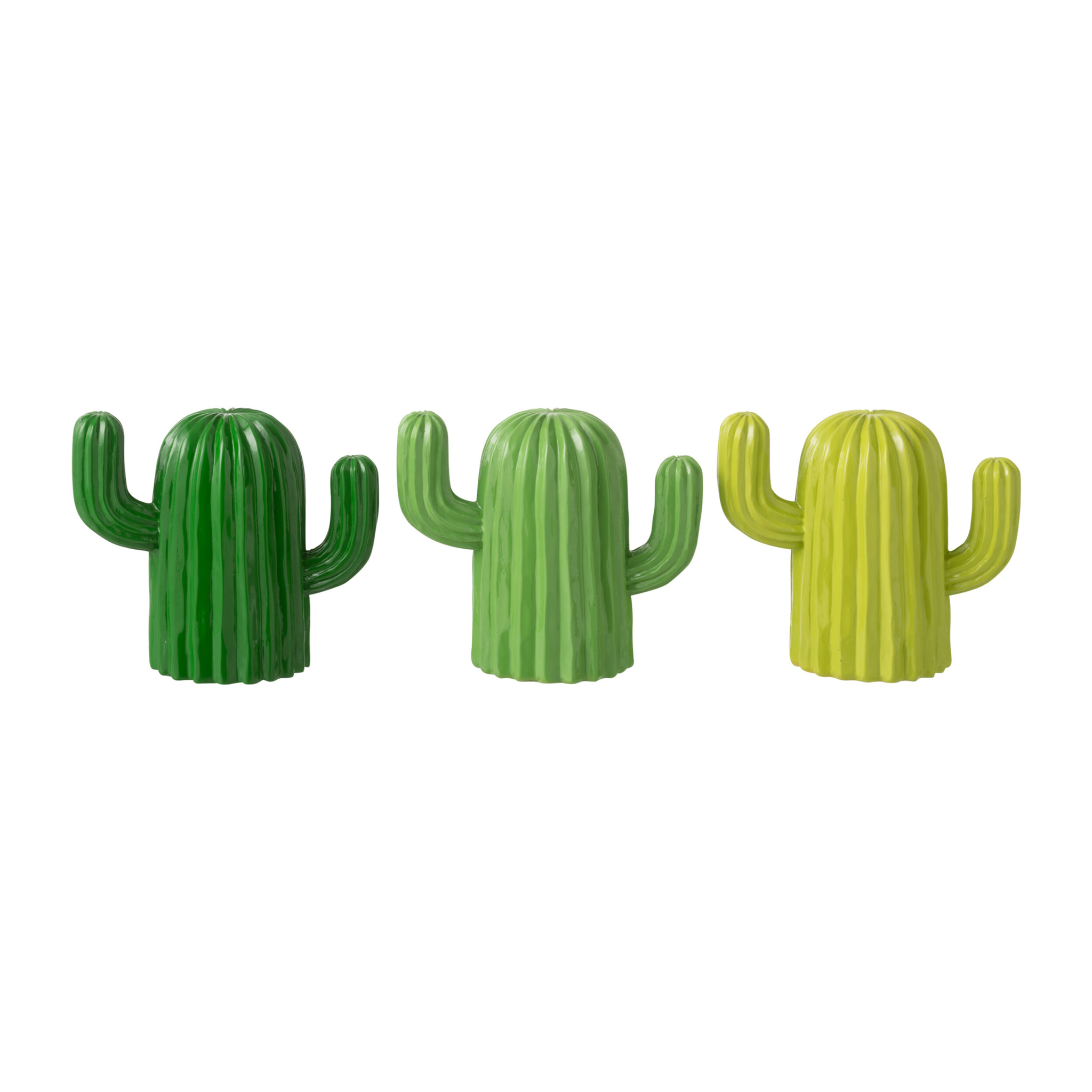 J-Line Cactus décoratif - polyrésine - vert - small - 3 pièces