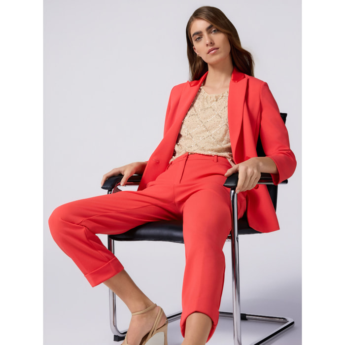 Oltre - Pantaloni a sigaretta in tessuto crêpe - Rosso