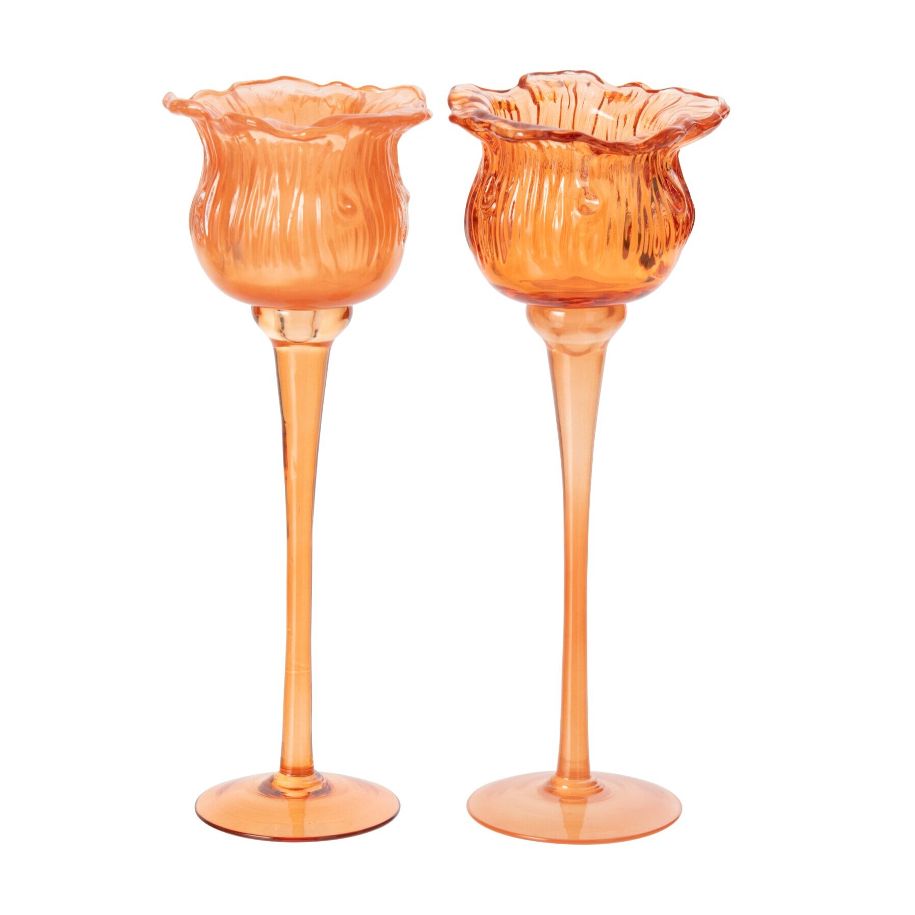 J-Line photophore sur base tulipe - verre - orange - large - assortiment de 2