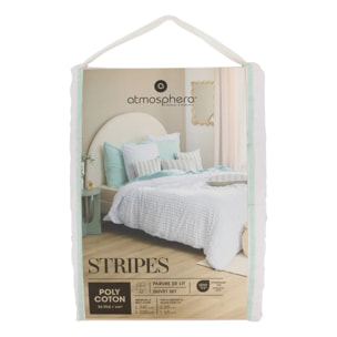 Parure de lit Stripes 240x220cm rayée vert céladon et blanc