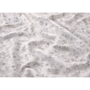 Completo Lenzuola 100% Cotone Made in Italy Fantasia Floreale Disegno Soffione Beige