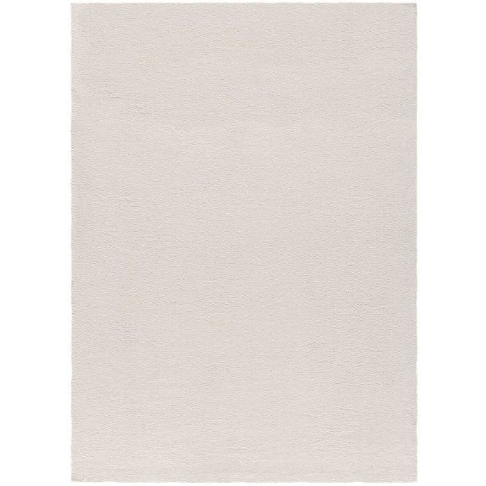 XIANA Alfombra lisa lavable de tacto suave en color blanco, varias medidas disponibles.