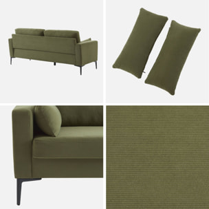 Canapé 3 places pieds métal velours côtelé BJORN