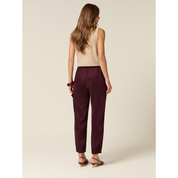 Oltre - Pantalones cargo de pana - Burgundy