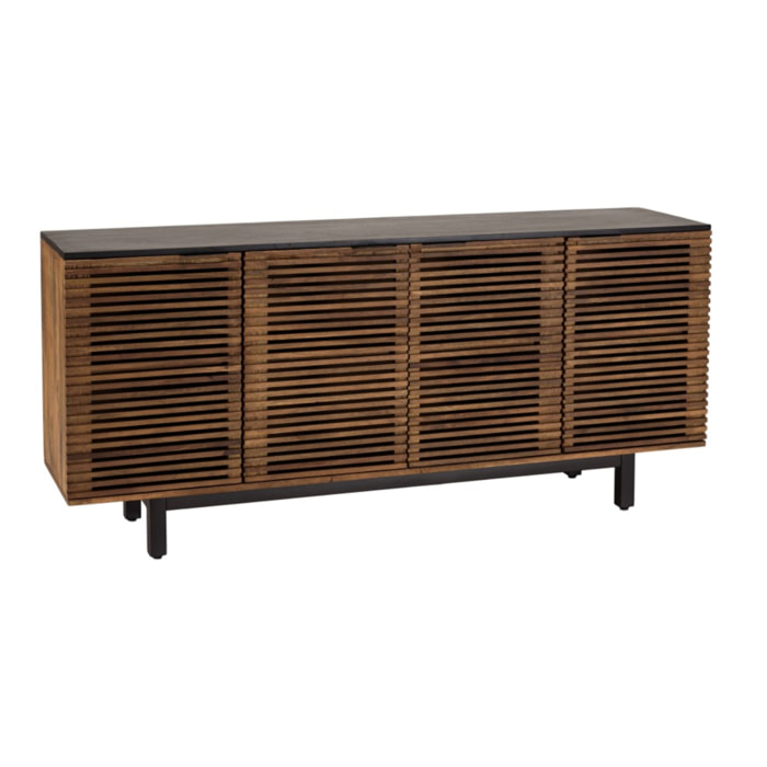 ALIX - Buffet en bois de manguier 4 portes ajourées