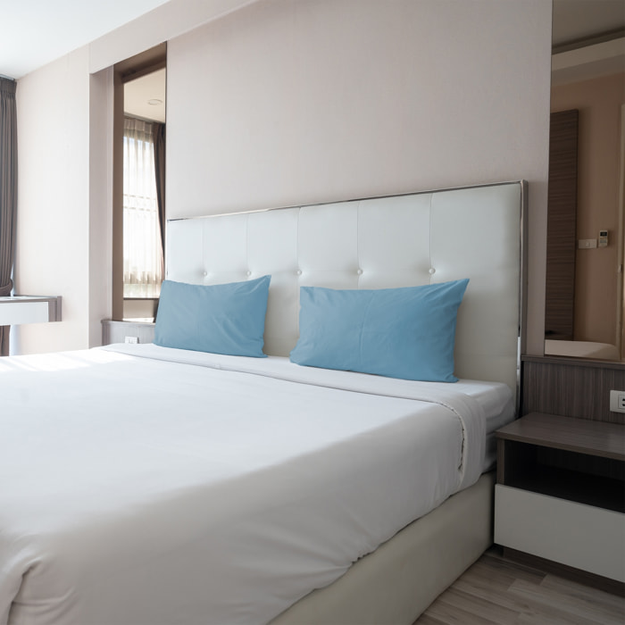 WHITE & WHITE Set 2 federe 100% cotone percalle Blu