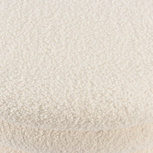 LEOPOLD - Pouf L en tissu bouclette écru avec rangement