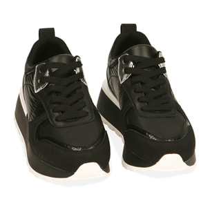 Sneakers nere, suola 3 cm