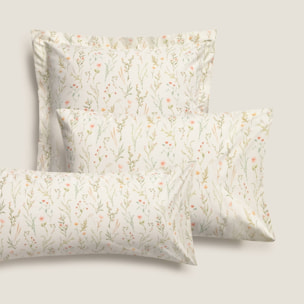 Funda de almohada algodón percal 180 hilos estampado floral Rita color verde 100% Algodón percal
