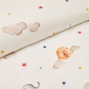Funda nórdica de algodón percal 180 hilos elefantes Sielu color blanco 100% Algodón percal