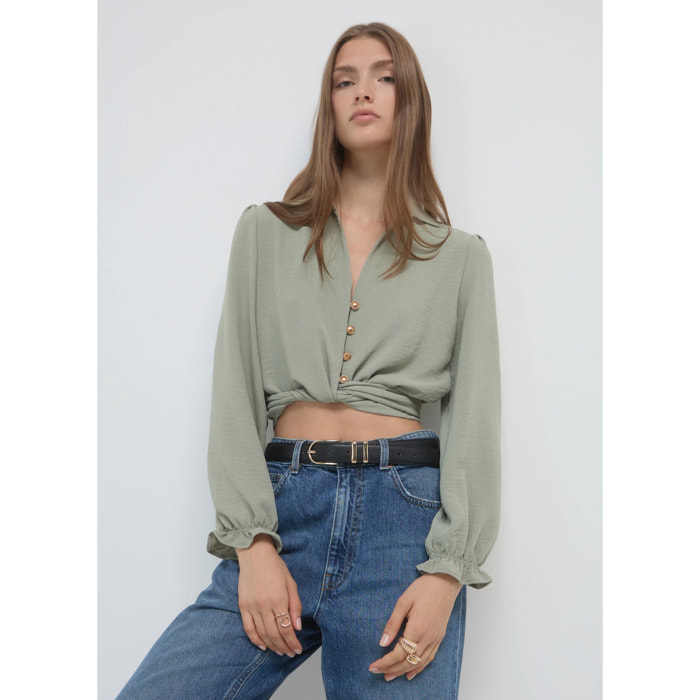 Camicia crop con nodo