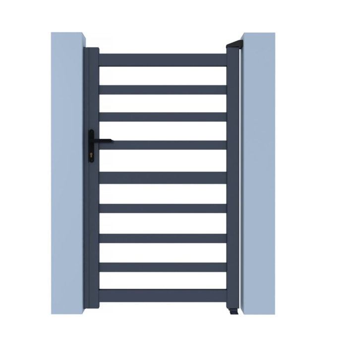 Portillon aluminium ajouré "Marius" - 100 x 180 cm - Gris