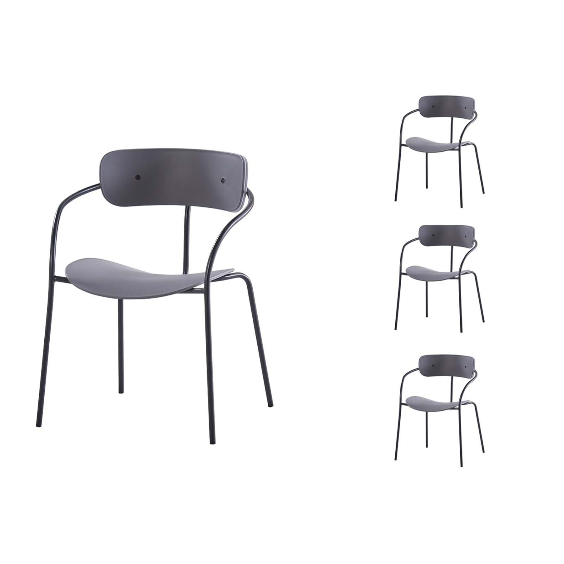 Lot de 4 chaises gris foncé design LOS ANGELES