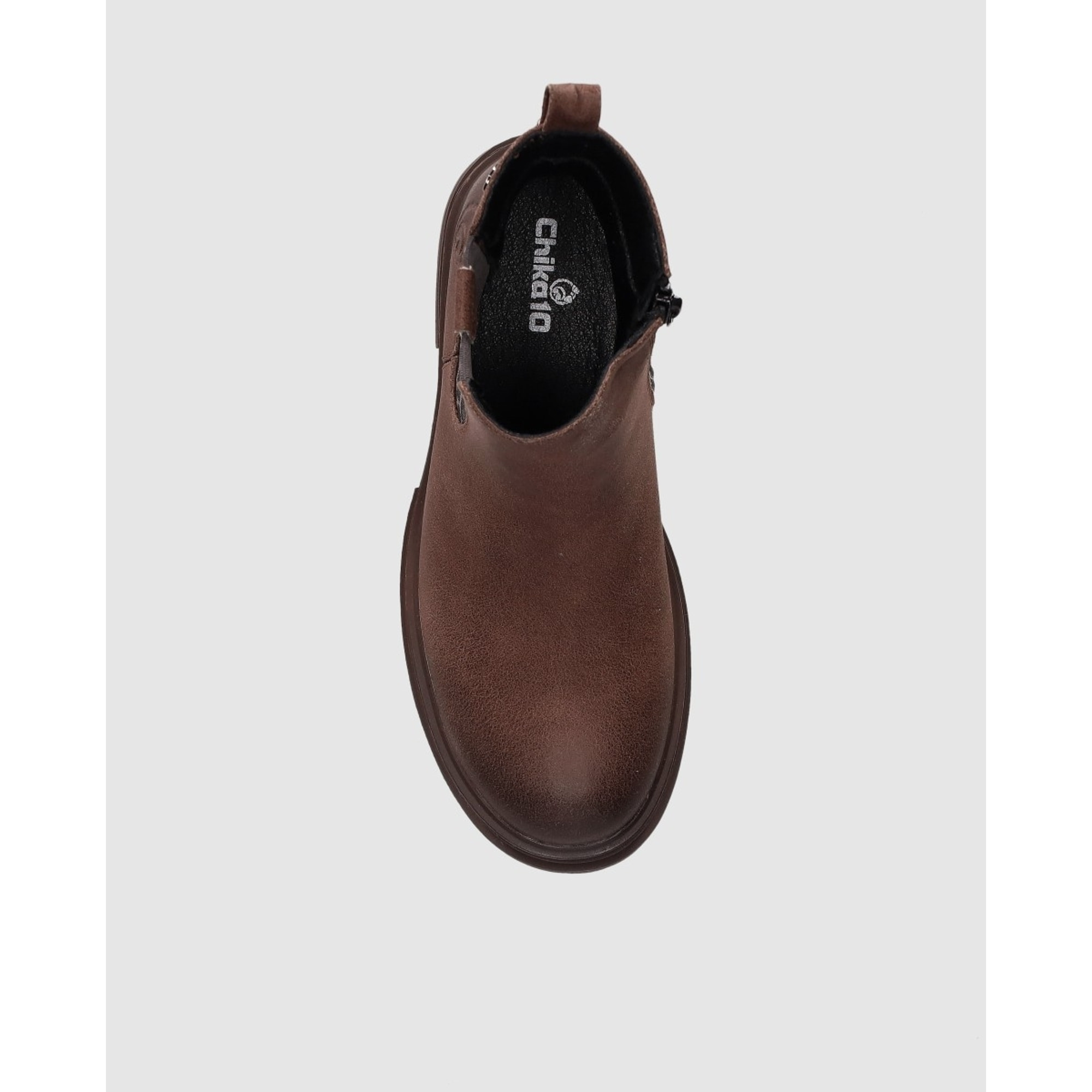Botines de Piel Sintética - Taupe - Tacón: Bajo