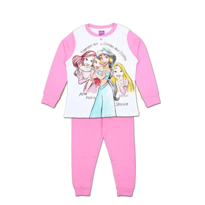 Pigiama Lungo Bambina Disney Principesse Rosa Autunno Inverno Lei Disney Rosa