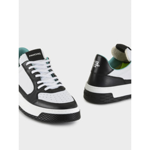 SNEAKER LOW P02 UOMO IN PELLE BIANCO-NERO